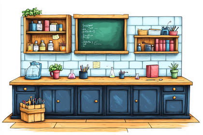 Free Download Whimsical Science Lab Counter Illustration with ...