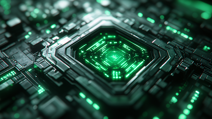 Sci-Fi Circuit Board With Green Lights
