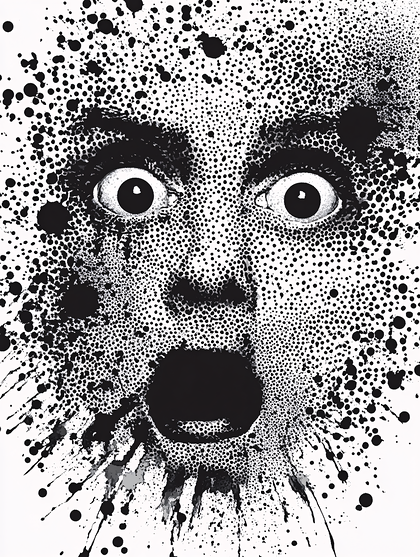 Screaming Face With Ink Splatter