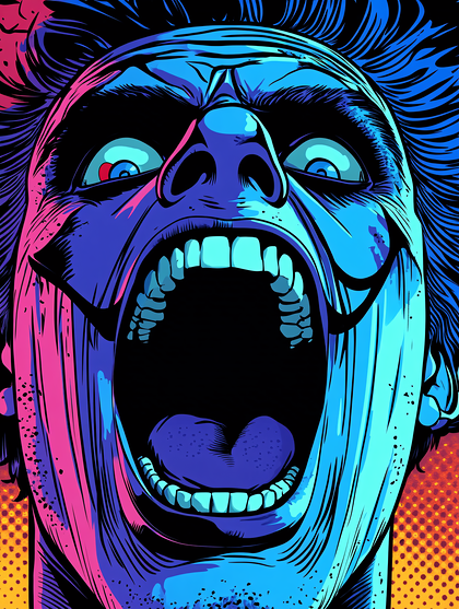 Screaming Man Face Close-Up