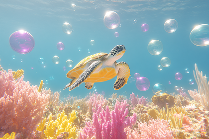 Sea Turtle and Coral Reef