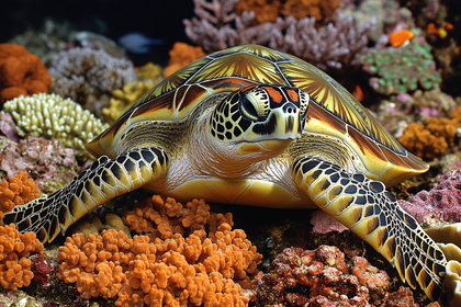 Sea Turtle in Coral Reef