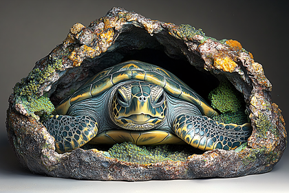 Sea Turtle Sheltering In Cave