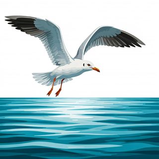 seagull flying ocean