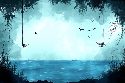 Seascape With Hanging Vines