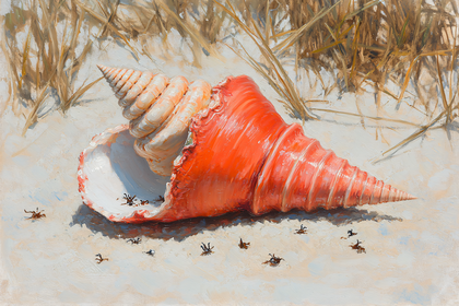 Seashell and Crabs on the Beach