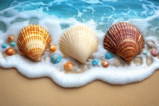 Seashells On Sandy Beach