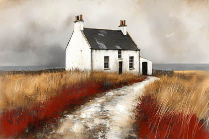 Seaside Cottage Amidst Fields