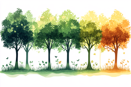 Seasons Trees Illustration