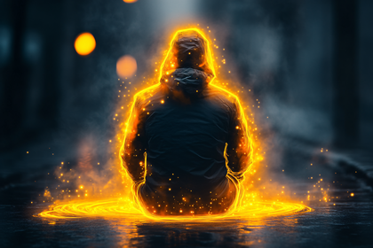 Seated Figure in Glowing Aura