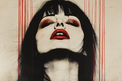 Sensual Woman with Red Makeup