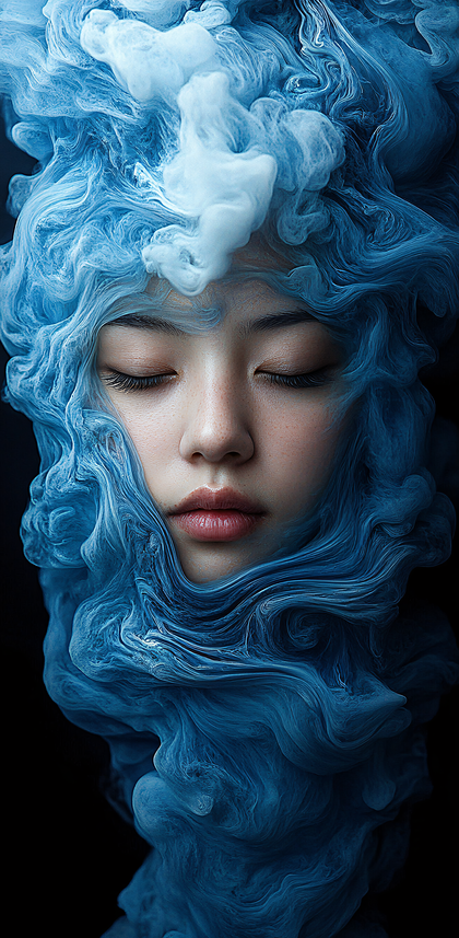 Serene Beauty in Blue Smoke