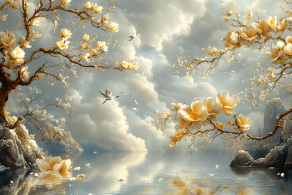 Serene Blossoms by the Lakeside