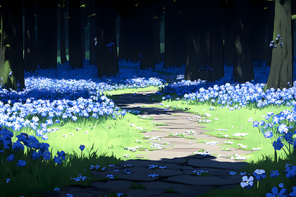 Serene Blue Flower Path