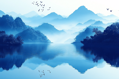 Serene Blue Mountain Lake Reflection