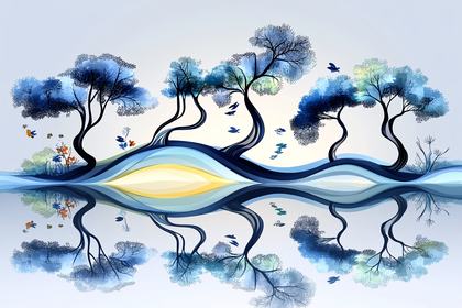 Serene Blue Tree Reflection