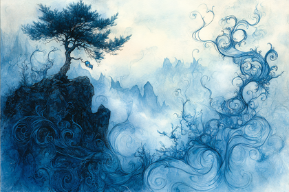 Serene Blue Tree Vista