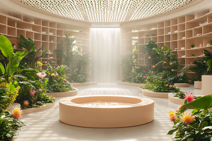 Serene Botanical Spa with Waterfall