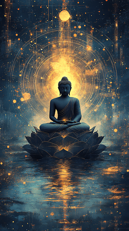 Serene Buddha in Cosmic Waters