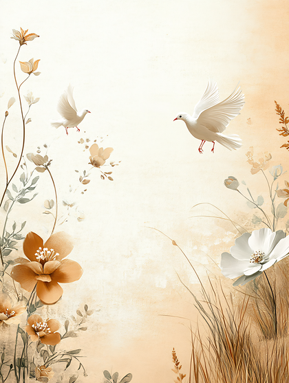 Serene Doves and Floral Arrangement