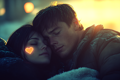 Serene Embrace in Winter Sunset