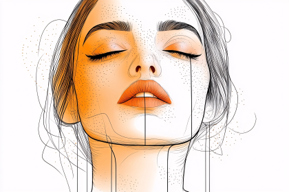 Serene Face Line Art