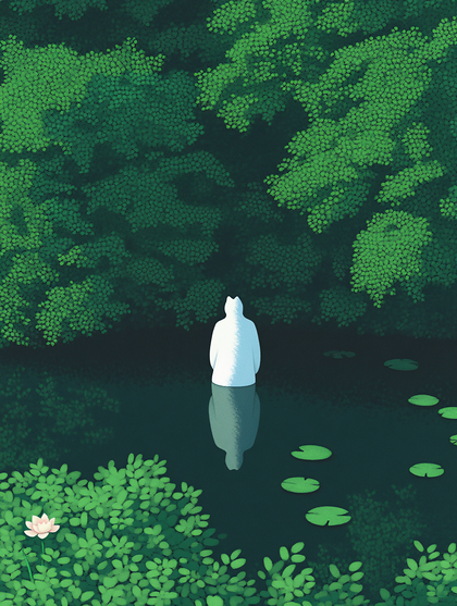 Serene Figure by Pond