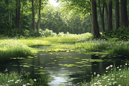 Serene Forest Pond
