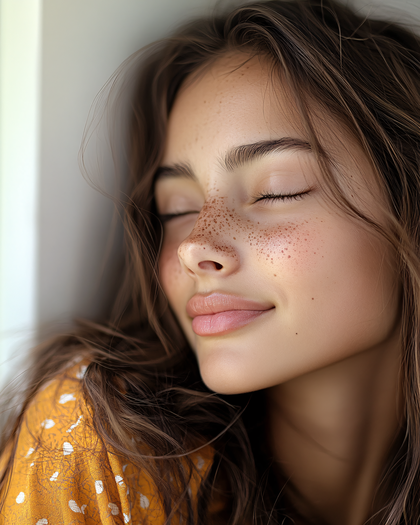 Serene Freckled Woman