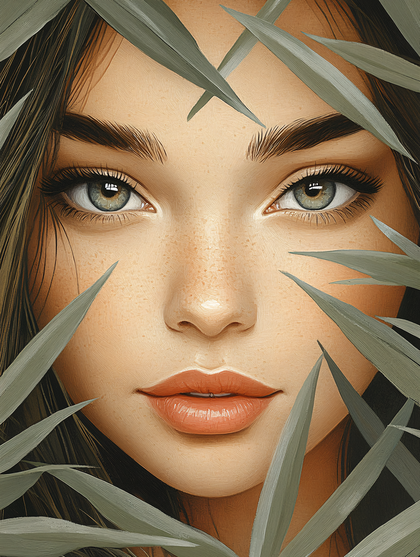 Serene Gaze Amidst Foliage