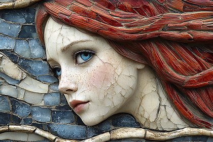 Serene Gaze Mosaic Portrait