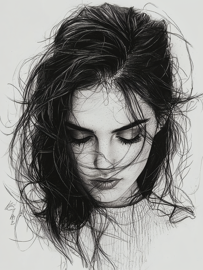 Serene Gaze Sketch