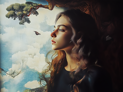 Serene Gaze Under the Bough