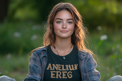 Serene Girl with Flannel in Meadow
