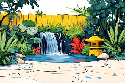Serene Japanese Garden with Waterfall