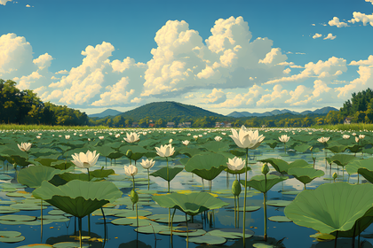 Serene Lily Pond Landscape