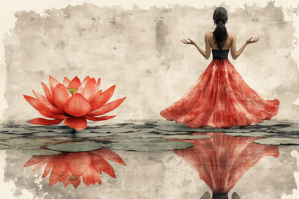 Serene Lotus and Contemplative Woman