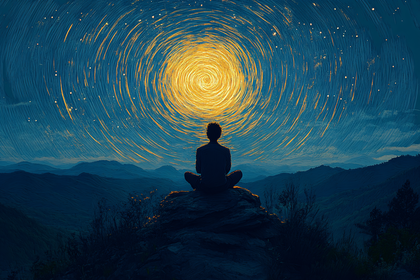 Serene Meditation Under Celestial Sky