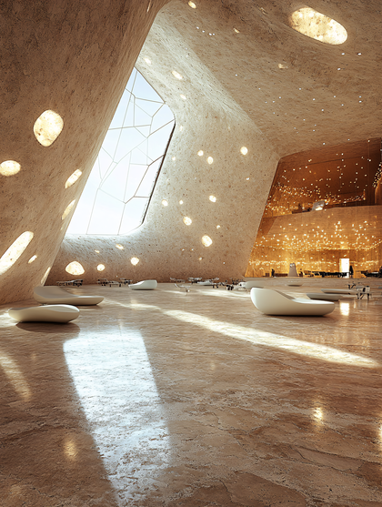 Serene Modern Interior with Organic Openings