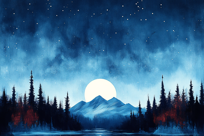 Serene Moonlight Mountainscape