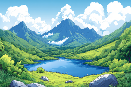 Serene Mountain Lake Landscape