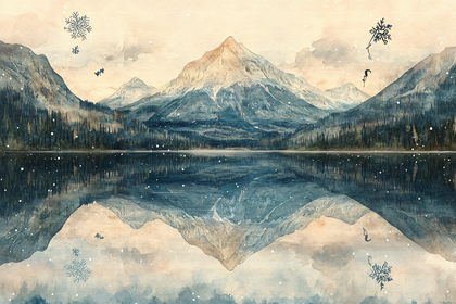 Serene Mountain Lake Winter Scene