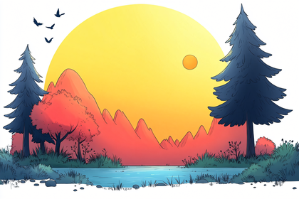 Serene Mountain Landscape At Sunset