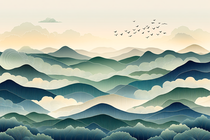 Serene Mountain Landscape With Birds