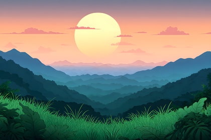 Serene Mountain Sunset Vista