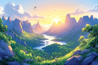 Serene Mountain Valley at Sunset