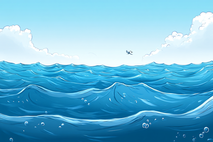 Serene Ocean Scene with Clouds and Seagull