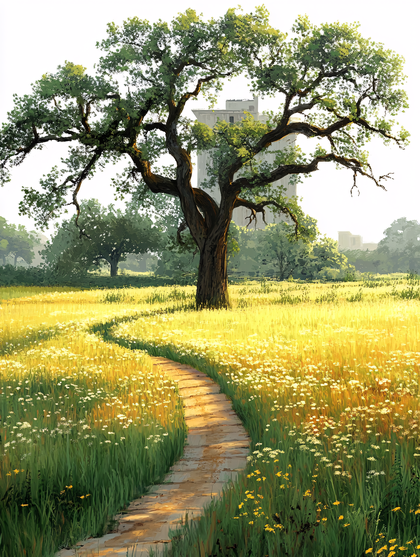 Serene Path Through Golden Meadow