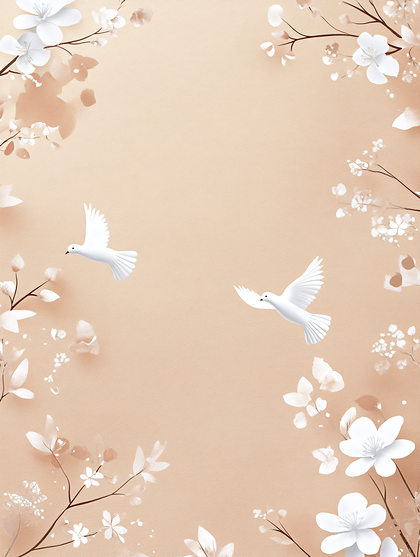 Serene Peach Blossom Spring with Doves