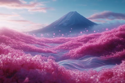 Serene Pink Blossom Landscape